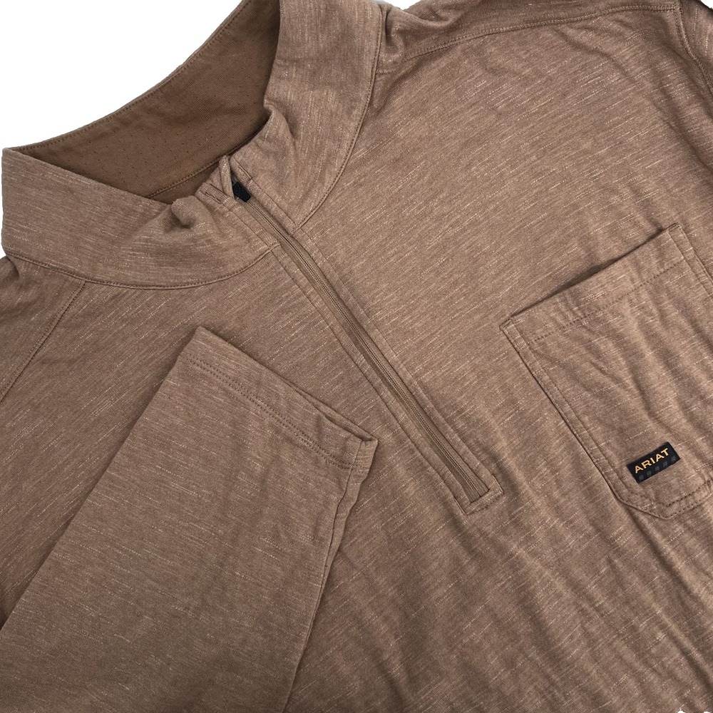 ARIAT Rebar Men's 4XL Tan Mock-Neck 1/4-Zip Lined Foundation Pullover Workwear